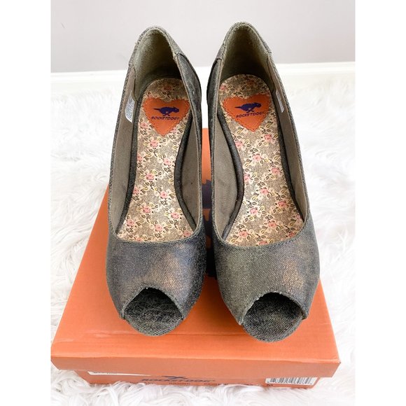 Rocket Dog Brown Chiara Chunky Wedge Block Heel Peep Toe Heels 7.5 - Picture 2 of 6